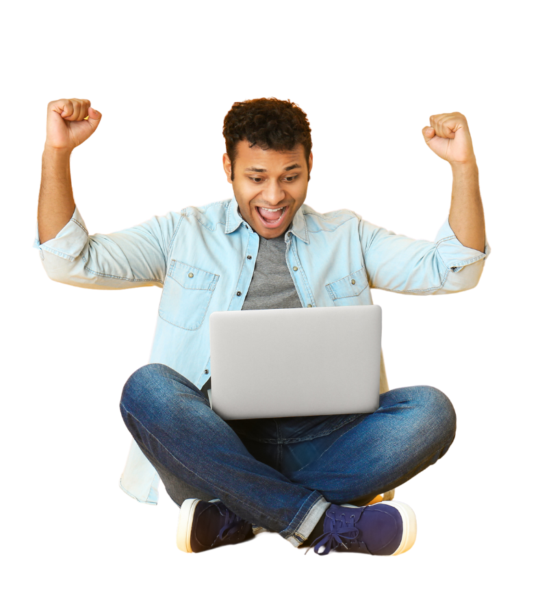 Excited Man with Laptop